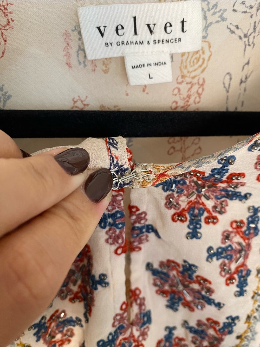 ✨ Velvet by Graham & Spencer Anthropologie Embroidered Boho Dress – Size L ✨ - Picture 13 of 13